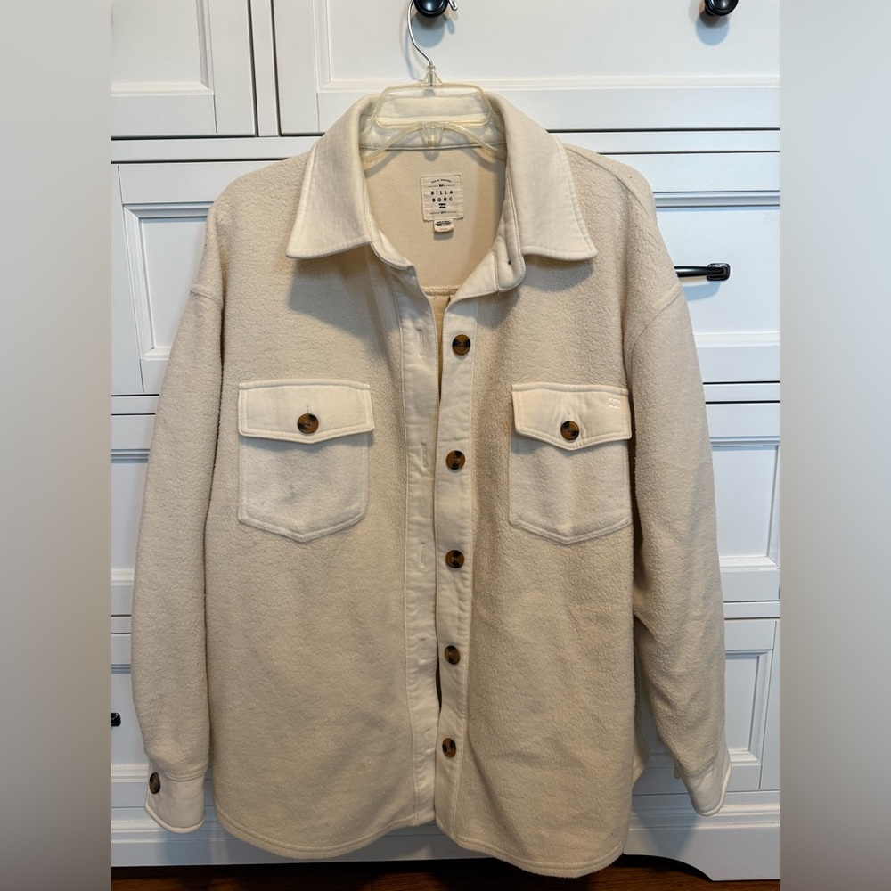 Billabong oversized Off-White Collared Shacket